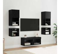 vidaXL Unità per TV a Muro 8 pz Rovere Nero Legno ingegnerizzato
