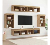 vidaXL Unità TV da 8 pezzi con luci LED in legno ingegnerizzato e finitura in rovere artigianale