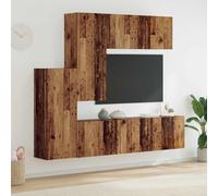 vidaXL Unità TV da Parete 5 pcs Legno vecchio Legno multistrato