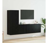 vidaXL Unità TV da Parete 5 pcs Rovere Nero Legno multistrato