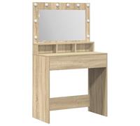 vidaXL unità Vanity Contemporanea Specchio in Rovere Sonoma, Luci LED e Spazio di Stoccaggio per Makeup, Tavolo da Toeletta in Stile Moderno,