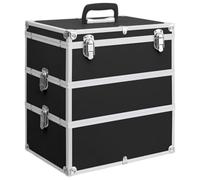 vidaXL Valigia per Cosmetici 37x24x40 cm Nera in Alluminio