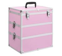 vidaXL Valigia per Cosmetici 37x24x40 cm Rosa in Alluminio