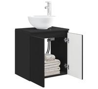vidaXL Vanidad con lavabo da parete nero, 49,5 x 35 x 63 cm, mobile da bagno moderno, lavabo a parete compatto, armadio resistente all'acqua, soluzione organizzativa efficace