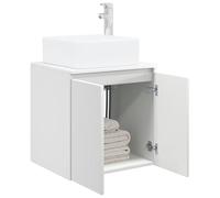 vidaXL Vanity con lavabo da parete, bianco, 49,5 x 41 x 63 cm, specchio da parete moderno, soluzione compatta per il bagno, salvaspazio, design minimalista
