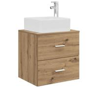 vidaXL Vanity con lavabo da parete in rovere artigianale 49,5 x 41 x 63 cm, mobile da bagno moderno, lavandino elegante, soluzione compatta, organizzazione efficiente, con ripiano montato a parete