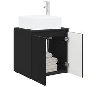 vidaXL Vanity con lavabo da parete nero, 53 x 35 x 63 cm, set da bagno moderno, lavabo compatto, montaggio a parete, design minimalista e conservazione efficiente