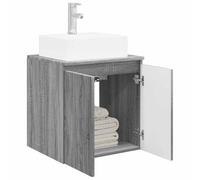 vidaXL Vanity con lavabo da parete Sonoma grigio, 49,5 x 41 x 62,5 cm, contenitore moderno per bagno, mobile lavabo contemporaneo, soluzione montata a parete, design funzionale