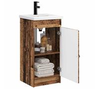vidaXL Vanity da bagno con lavabo in legno anticato, 42 x 40 x 84,5 cm, set di mobili moderno per bagno, unità portaoggetti elegante, toeletta completa, con armadio e ripiano