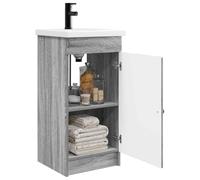 vidaXL Vanity da bagno con lavandino Sonoma grigio, 42 x 40 x 84,5 cm, set di mobili moderni per bagno, portaoggetti in legno, design pratico