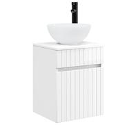 vidaXL Vanity Lavabo montato a parete, bianco lucido,