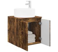 vidaXL Vanity Lavabo montato a parete in rovere affumicato,