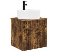 vidaXL Vanity Lavabo montato a parete in rovere affumicato,