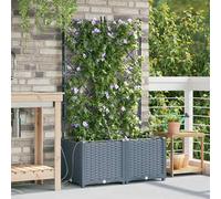 vidaXL Vasi da giardino 1 pz Grigio chiaro 80 x 40 x 142 cm Plastica