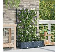 vidaXL Vasi da giardino 1 pz Reticolo Grigio 80 x 40 x 126 cm Plastica