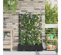 vidaXL Vasi da giardino 1 pz Reticolo Nero 80 x 40 x 126 cm Plastica