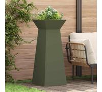 vidaXL Vasi da Giardino a Colonna , 2 pz con Ciotola Verde Oliva, 40x40x100 cm in Acciaio.