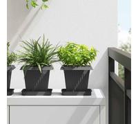 vidaXL 24 vasi da fiori neri, 16 x 16 x 14 cm, in plastica, balcone, quadrato, moderno, durevole, leggero, per spazi esterni, facile da installare e mantenere, design elegante