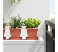 vidaXL 24 vasi da fiori rossi mattoni 16 x 16 x 14 cm, in plastica, balcone, quadrato, moderno, durevole, leggero, per spazi esterni, facile da installare e mantenere, design elegante