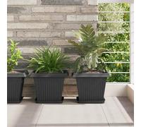 vidaXL 6 vasi da fiori neri, 28,5 x 28,5 x 22 cm, in plastica, balcone, quadrato, moderno, durevole, leggero, per spazi esterni, facile da installare e mantenere, design elegante