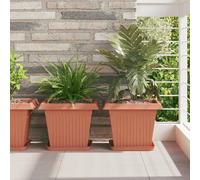 vidaXL 6 vasi da fiori rosso mattone 33 x 33 x 26 cm, in plastica, balcone, quadrato, moderno, durevole, leggero, per spazi esterni, facile da installare e mantenere, design elegante