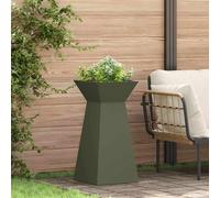 vidaXL Vaso a Pilastro 2 pz Verde Oliva 35 x 35 x 73 cm