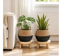vidaXL Vaso da fiori con manici 2 pz Nero Ø 45 x 36 cm
