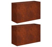 vidaXL Vaso da giardino 2 pezzi, arrugginito, 80 x 30 x 50 cm, in acciaio arrugginito, vaso moderno per giardino e terrazza, rettangolare, resistente alle intemperie, ideale per fiori e piante