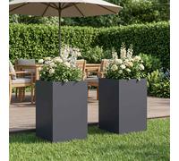 vidaXL Fioriera da giardino, 2 pezzi, antracite, 40 x 40 x 50 cm, vaso moderno per giardino e terrazza, rettangolare, resistente alle intemperie, ideale per fiori e piante
