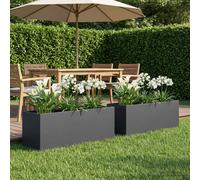 vidaXL Fioriera da giardino, 2 pezzi, antracite, 80 x 30 x 30 cm