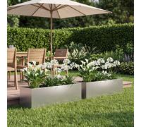 vidaXL Vaso da giardino 2 pz Argento 100 x 20 x 20 cm Acciaio zincato