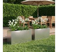 vidaXL Vaso da giardino 2 pz Argento 100 x 30 x 40 cm Acciaio Inox