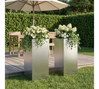 vidaXL Vaso da giardino 2 pz Argento 20 x 20 x 40 cm Acciaio zincato