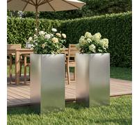 vidaXL Vaso da giardino 2 pz Argento 20 x 20 x 50 cm Acciaio Inox