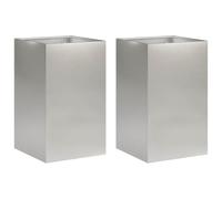 vidaXL Vaso da giardino 2 pz Argento 30 x 30 x 40 cm Acciaio Inox