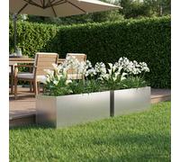vidaXL Vaso da giardino 2 pz Argento 40 x 20 x 20 cm Acciaio zincato