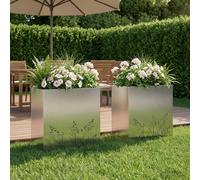 vidaXL Vaso da giardino 2 pz Argento 50 x 30 x 49 cm Acciaio zincato