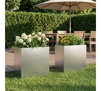 vidaXL Vaso da giardino 2 pz Argento 50 x 30 x 50 cm Acciaio zincato
