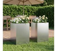 vidaXL Vaso da giardino 2 pz Argento 50 x 50 x 75 cm Acciaio zincato