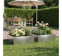vidaXL Vaso da giardino 2 pz Argento 60 x 60 x 20 cm Acciaio zincato