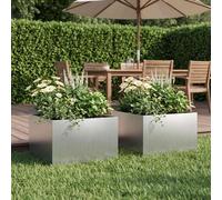 vidaXL Vaso da giardino 2 pz Argento 60 x 60 x 30 cm Acciaio zincato