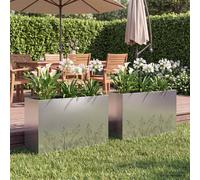 vidaXL Vaso da giardino 2 pz Argento 80 x 20 x 49 cm Acciaio zincato