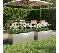 vidaXL Vaso da giardino 2 pz Argento 80 x 30 x 30 cm Acciaio zincato