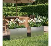 vidaXL Vaso da giardino 2 pz Argento 80 x 40 x 50 cm Acciaio zincato