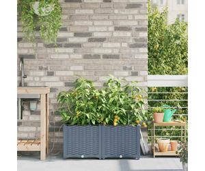 vidaXL Vaso da giardino 2 pz Grigio Chiaro 80 x 40 x 37,5 cm PP