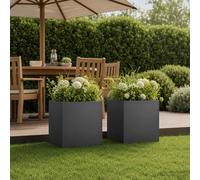 vidaXL Vaso da giardino 2 pz Nero 20 x 20 x 20 cm