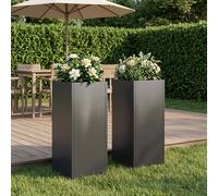 Vaso da giardino 2 pz Nero 20 x 20 x 50 cm