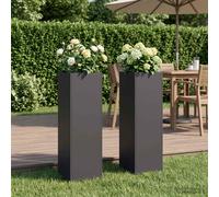 vidaXL Vaso da giardino 2 pz Nero 20 x 20 x 75 cm