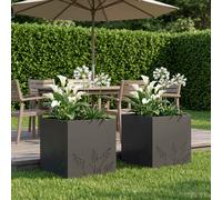 vidaXL Vaso da giardino 2 pz Nero 50 x 50 x 49 cm