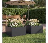 vidaXL Vaso da giardino 2 pz Nero 60 x 60 x 30 cm